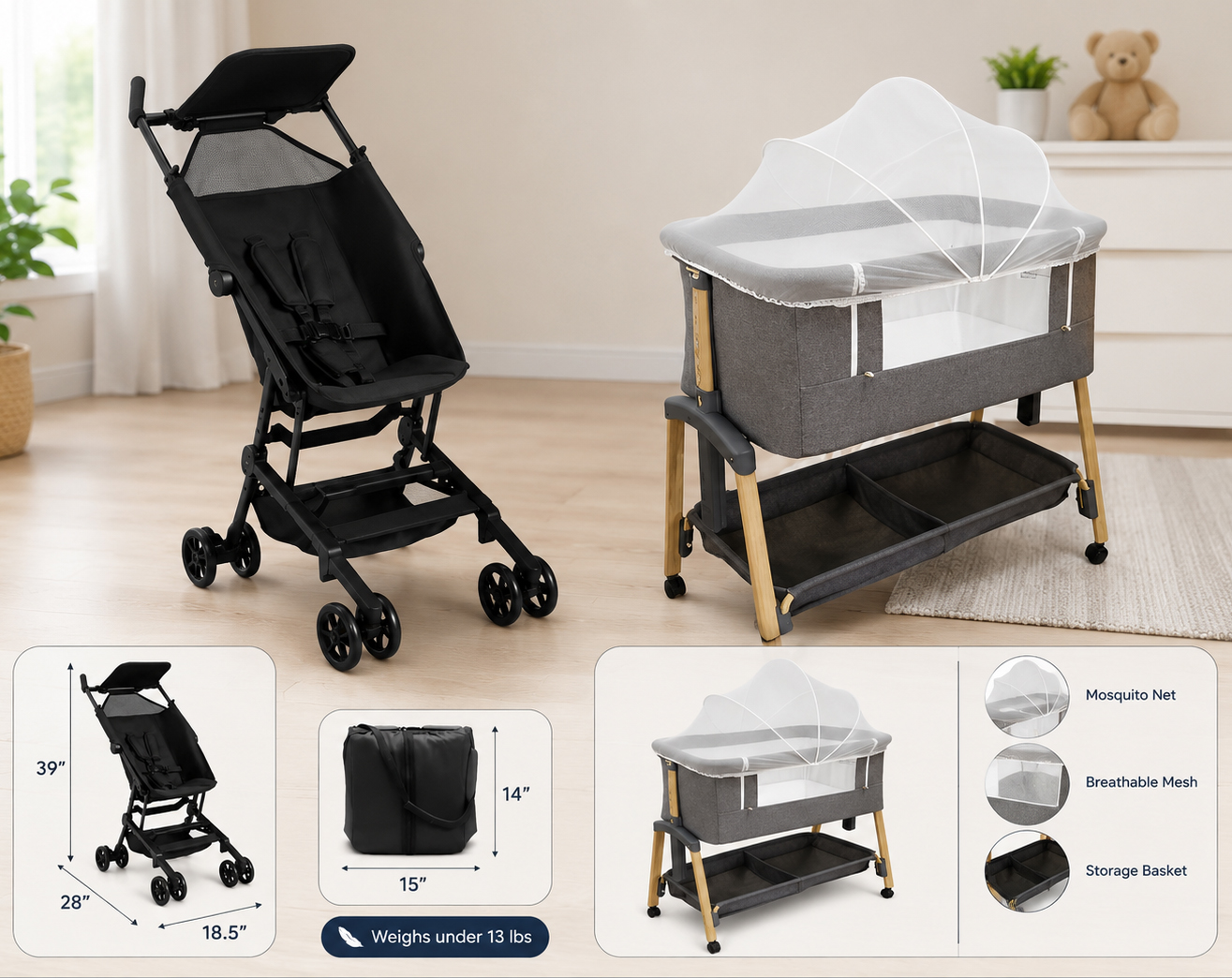 Baby stroller in park